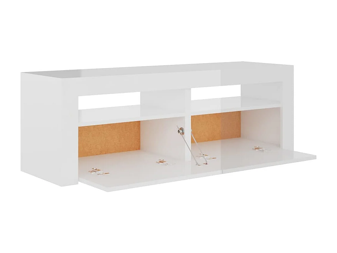 Meuble TV avec lumières LED blanc brillant 120x35x40 cm