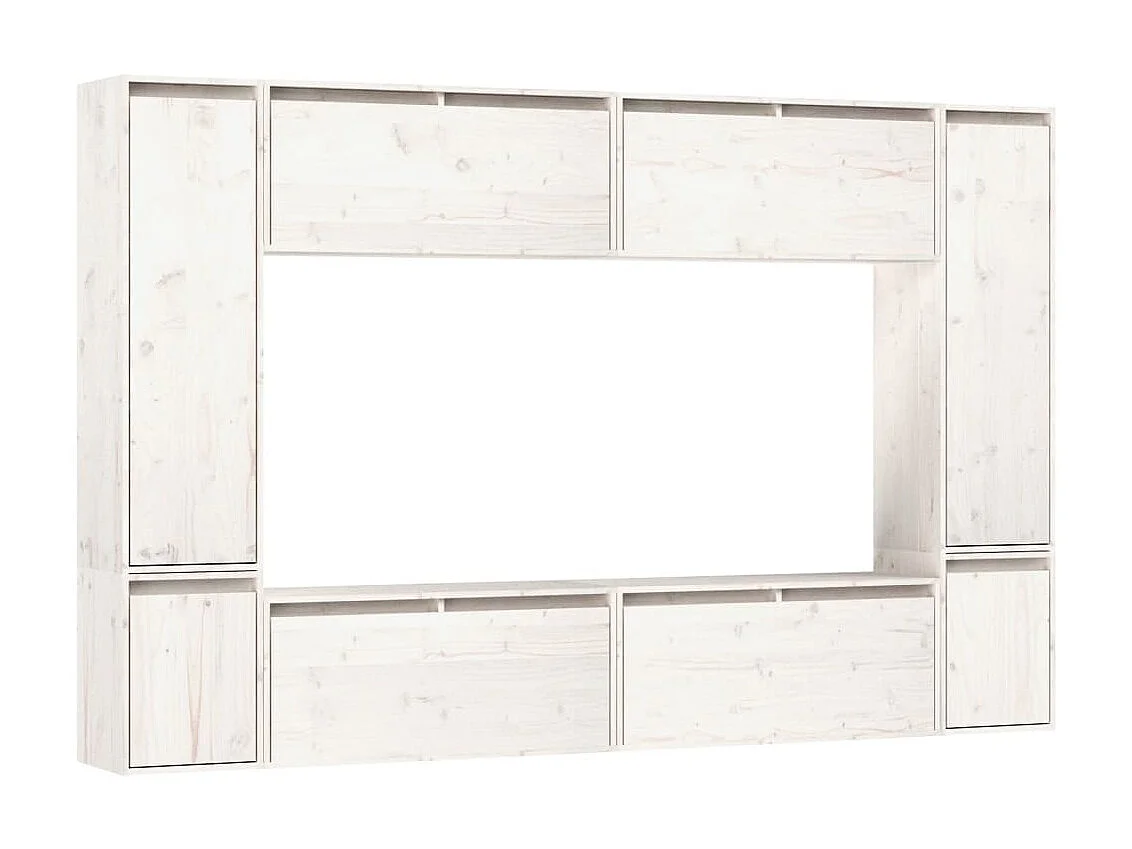 Meubles TV 8 pcs Blanc Bois massif de pin