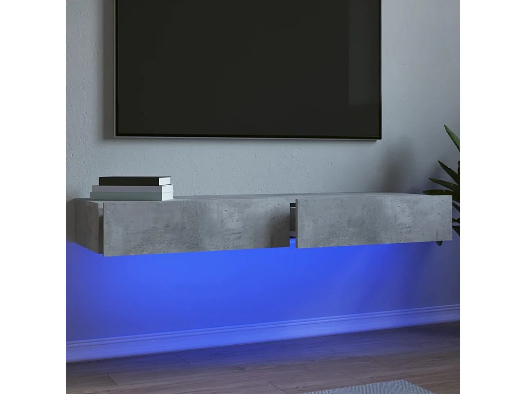 Muebles TV con luces LED 2 piezas gris hormigón 60x35x15,5 cm