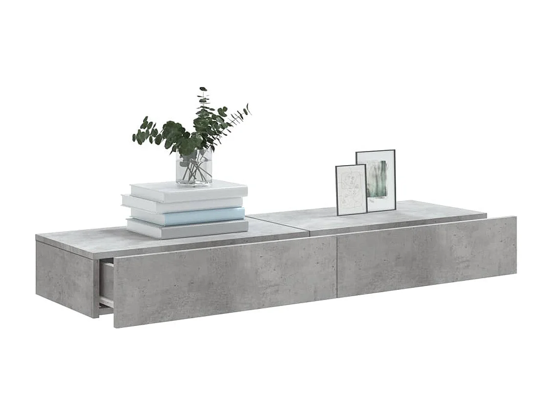 Muebles TV con luces LED 2 piezas gris hormigón 60x35x15,5 cm