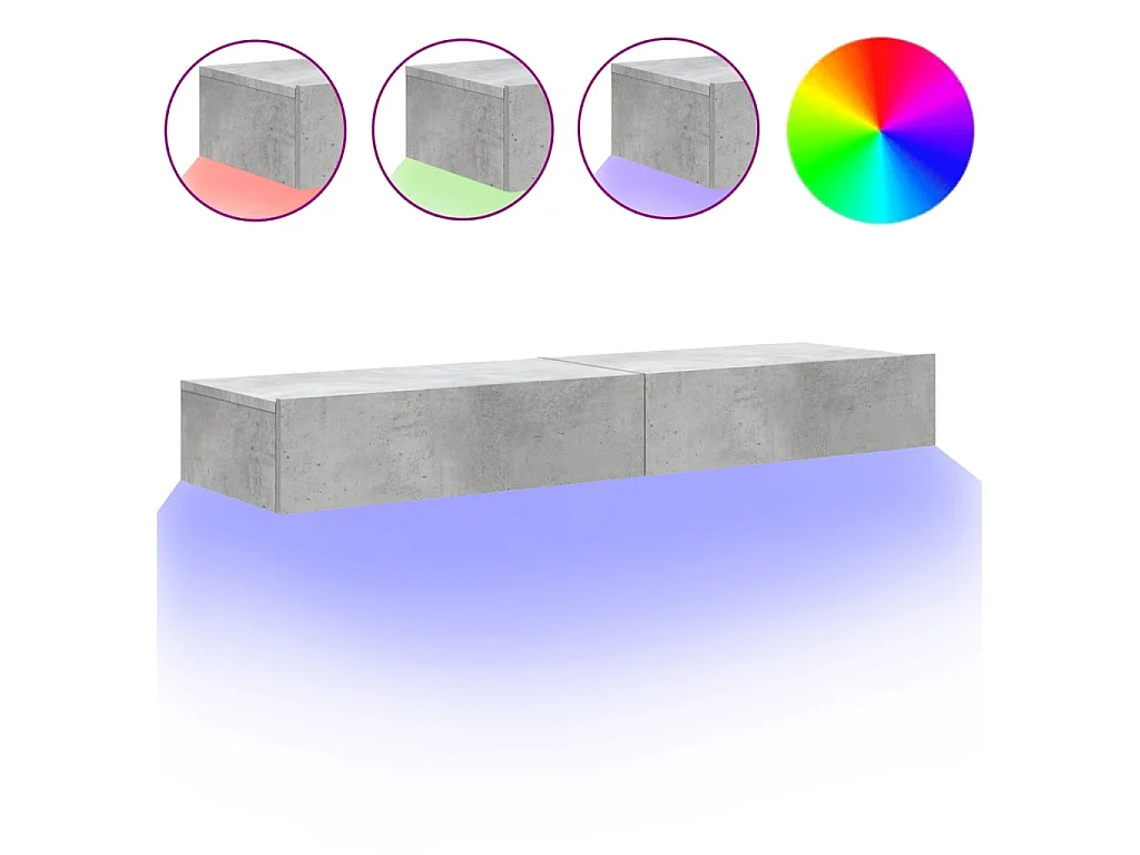 Muebles TV con luces LED 2 piezas gris hormigón 60x35x15,5 cm