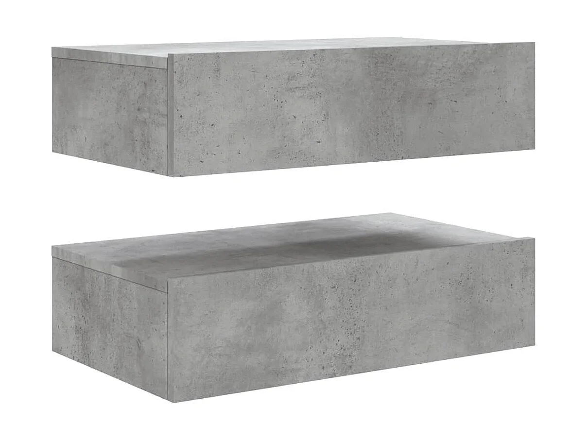 Muebles TV con luces LED 2 piezas gris hormigón 60x35x15,5 cm