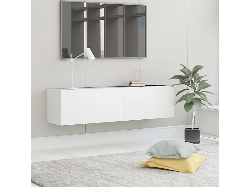 Meuble TV Blanc 120x30x30 cm Aggloméré