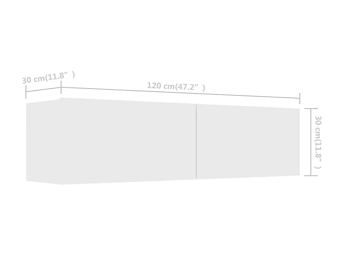 Meuble TV Blanc 120x30x30 cm Aggloméré