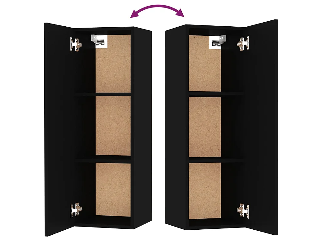 5-teiliges TV-Ständer-Set aus schwarzem Holzwerkstoff