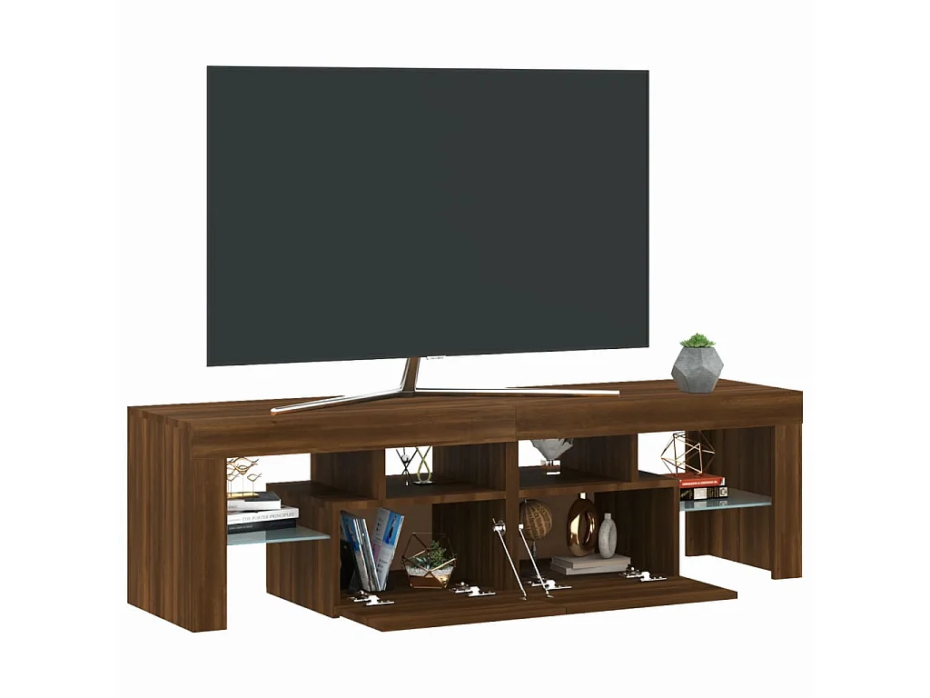 Meuble TV avec lumières LED Chêne marron 140x36,5x40 cm