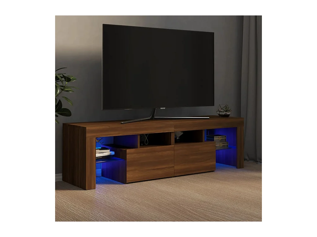 Meuble TV avec lumières LED Chêne marron 140x36,5x40 cm