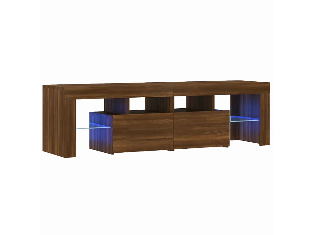 TV-meubel met LED-verlichting Bruin eiken 140x36,5x40 cm