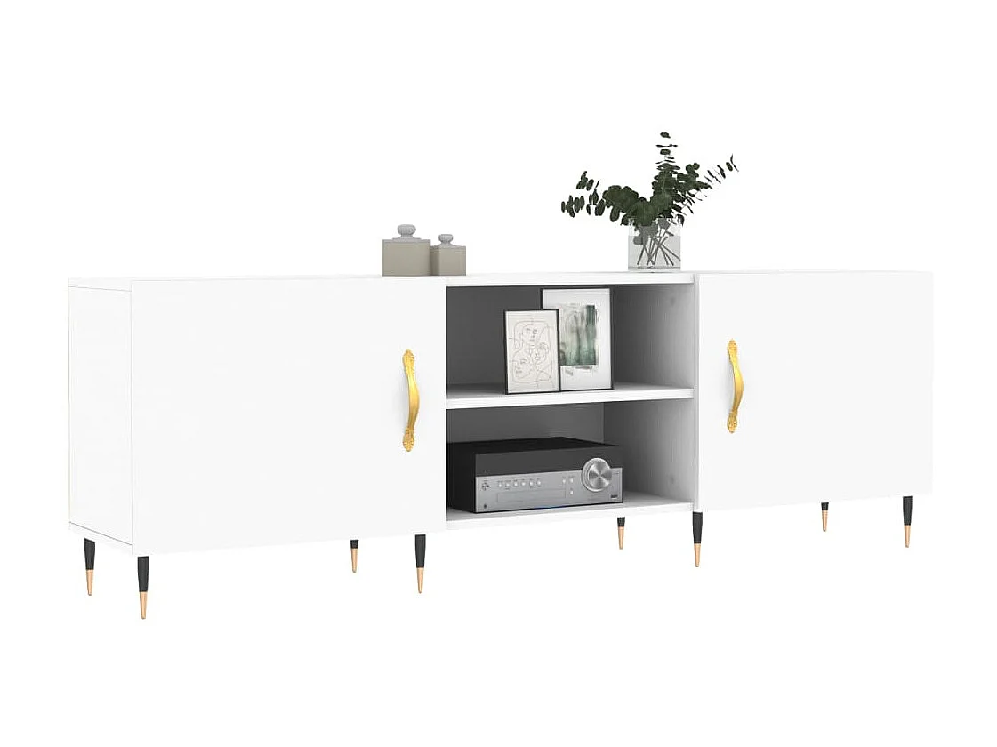 Meuble TV blanc 150x30x50 cm bois d'ingénierie