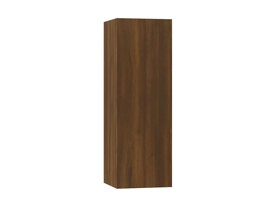 Set porta TV da 5 pezzi in legno multistrato di quercia marrone