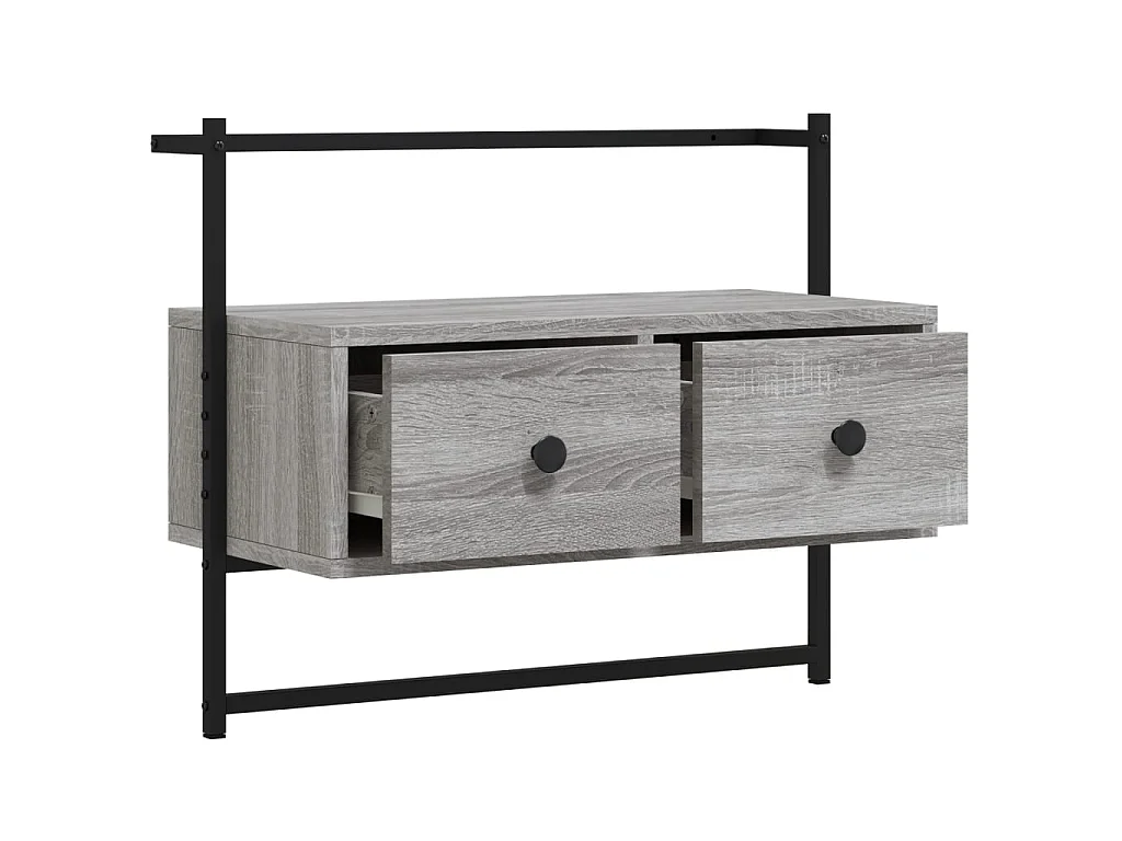 Mueble TV de pared gris Sonoma de madera contrachapada 60,5x30x51 cm
