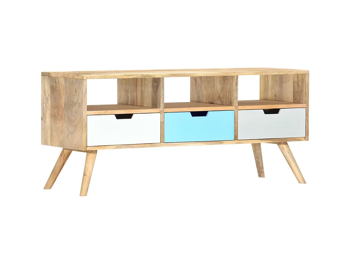 Meuble TV 110x35x48 cm Bois de manguier massif