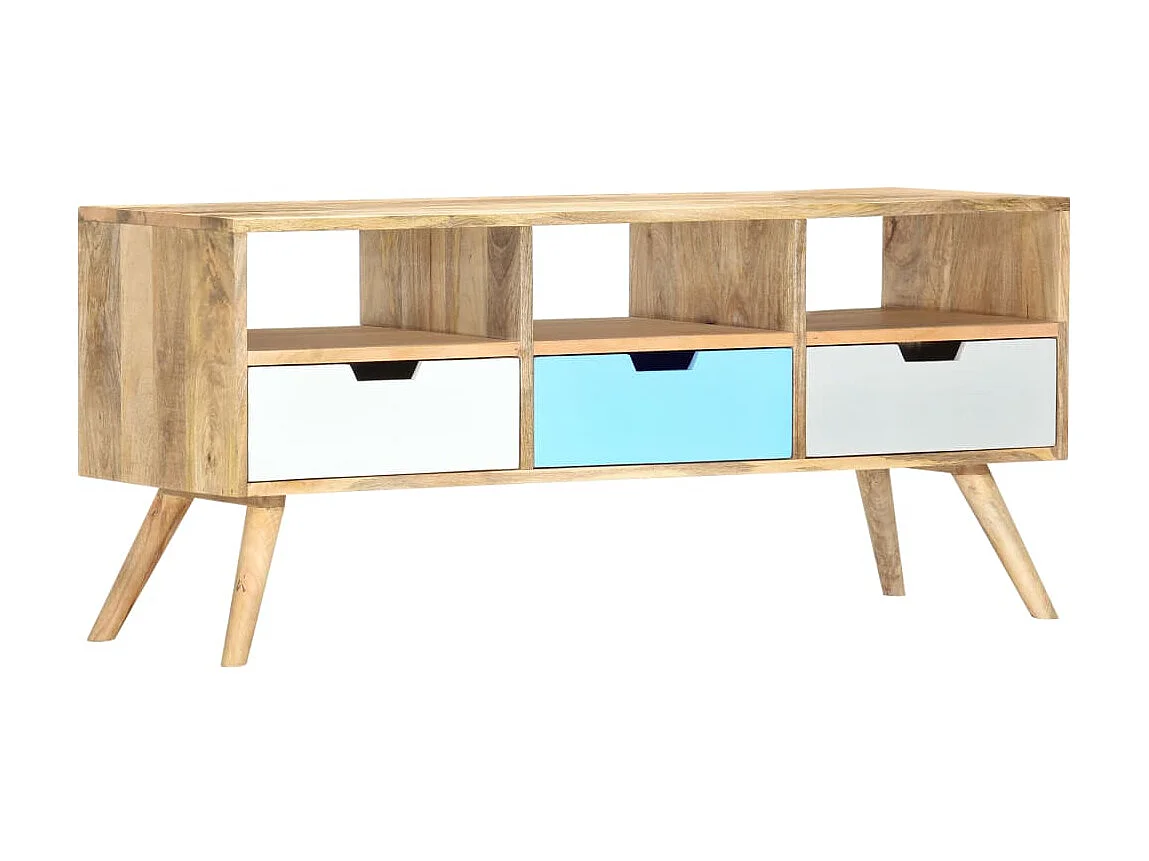 Meuble TV 110x35x48 cm Bois de manguier massif