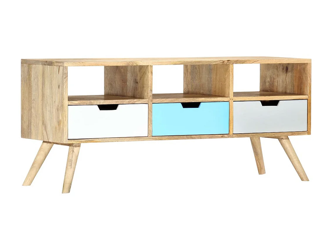 Meuble TV 110x35x48 cm Bois de manguier massif