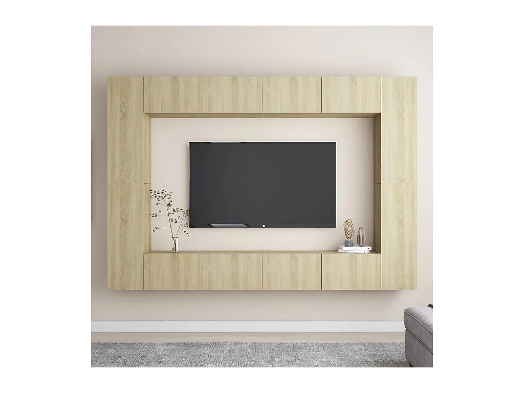 Ensemble de meubles TV 8 pcs Chêne sonoma Aggloméré