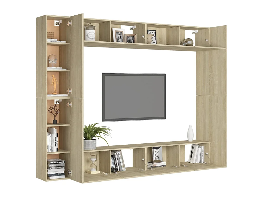 Set di mobili TV da 8 pezzi. Truciolato rovere Sonoma