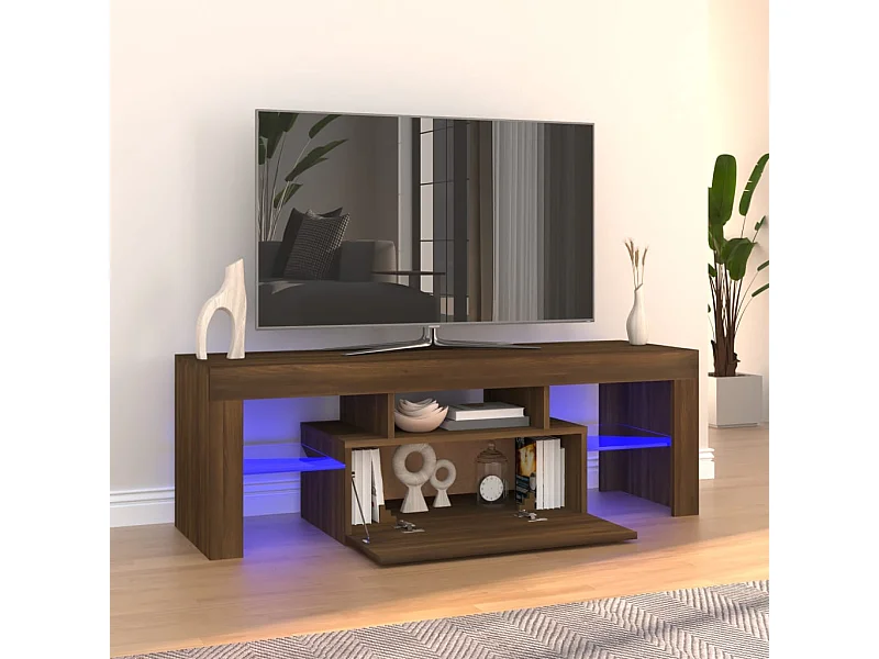 TV-Schrank mit LED-Leuchten, braune Eiche, 120 x 35 x 40 cm