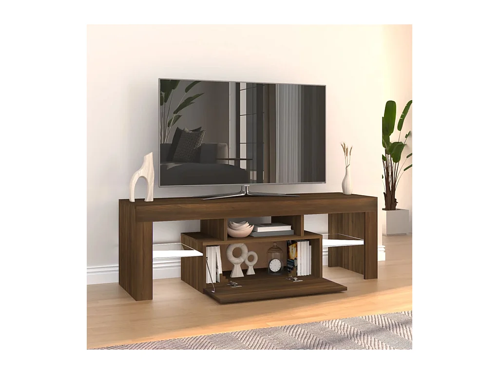Meuble TV avec lumières LED chêne marron 120x35x40 cm