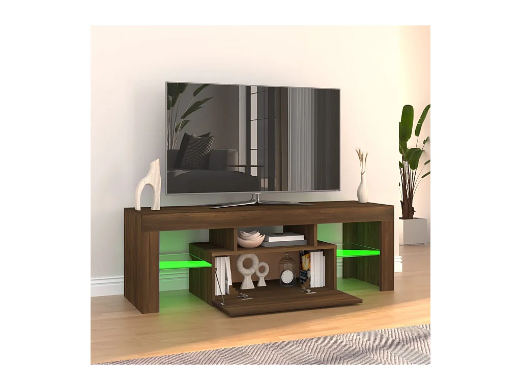 Meuble TV avec lumières LED chêne marron 120x35x40 cm