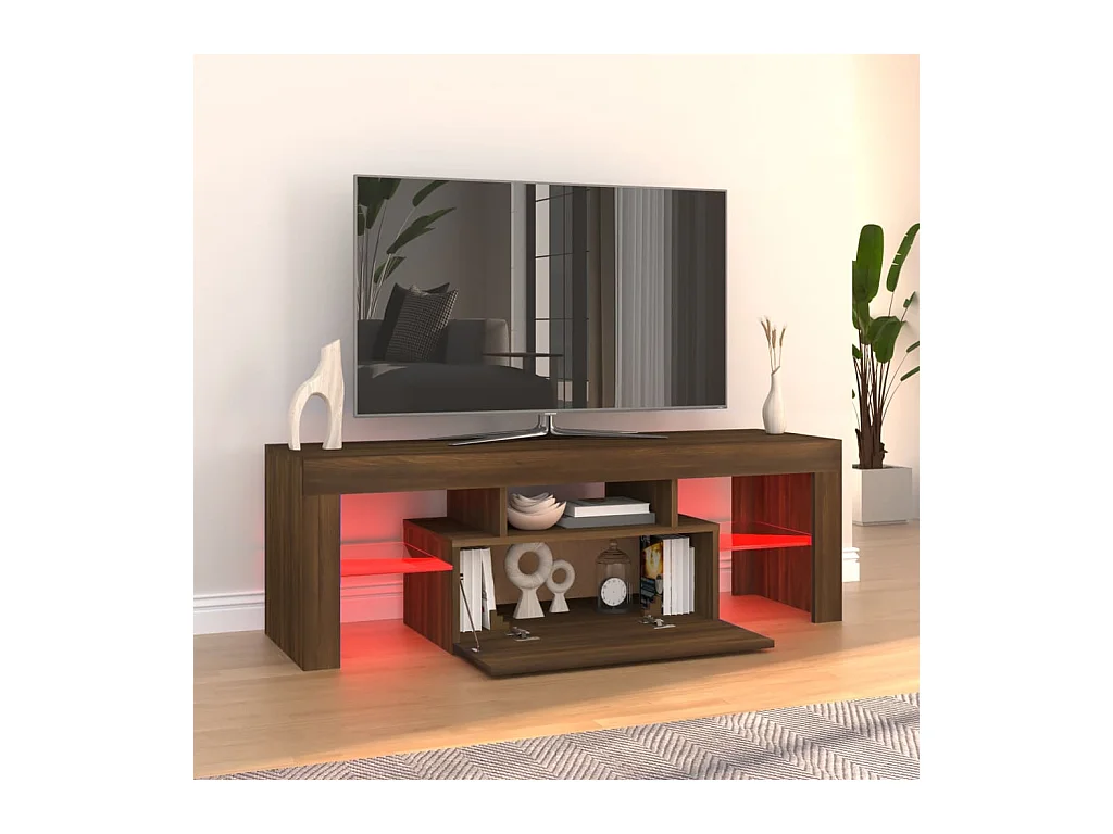 Meuble TV avec lumières LED chêne marron 120x35x40 cm