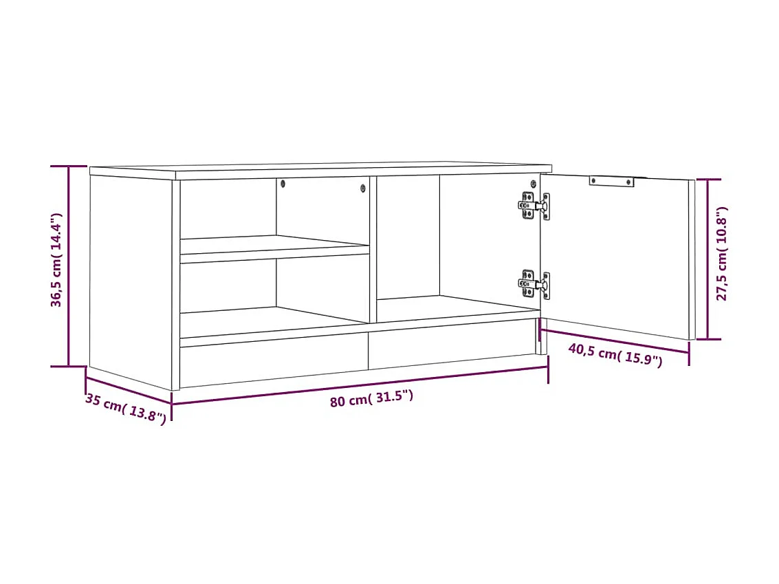 Mobile TV Bianco lucido 80x35x36,5 cm MDF