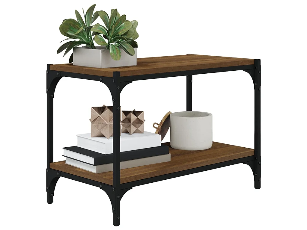 Meuble TV Chêne marron 60x33x41 cm Bois d'ingénierie et acier