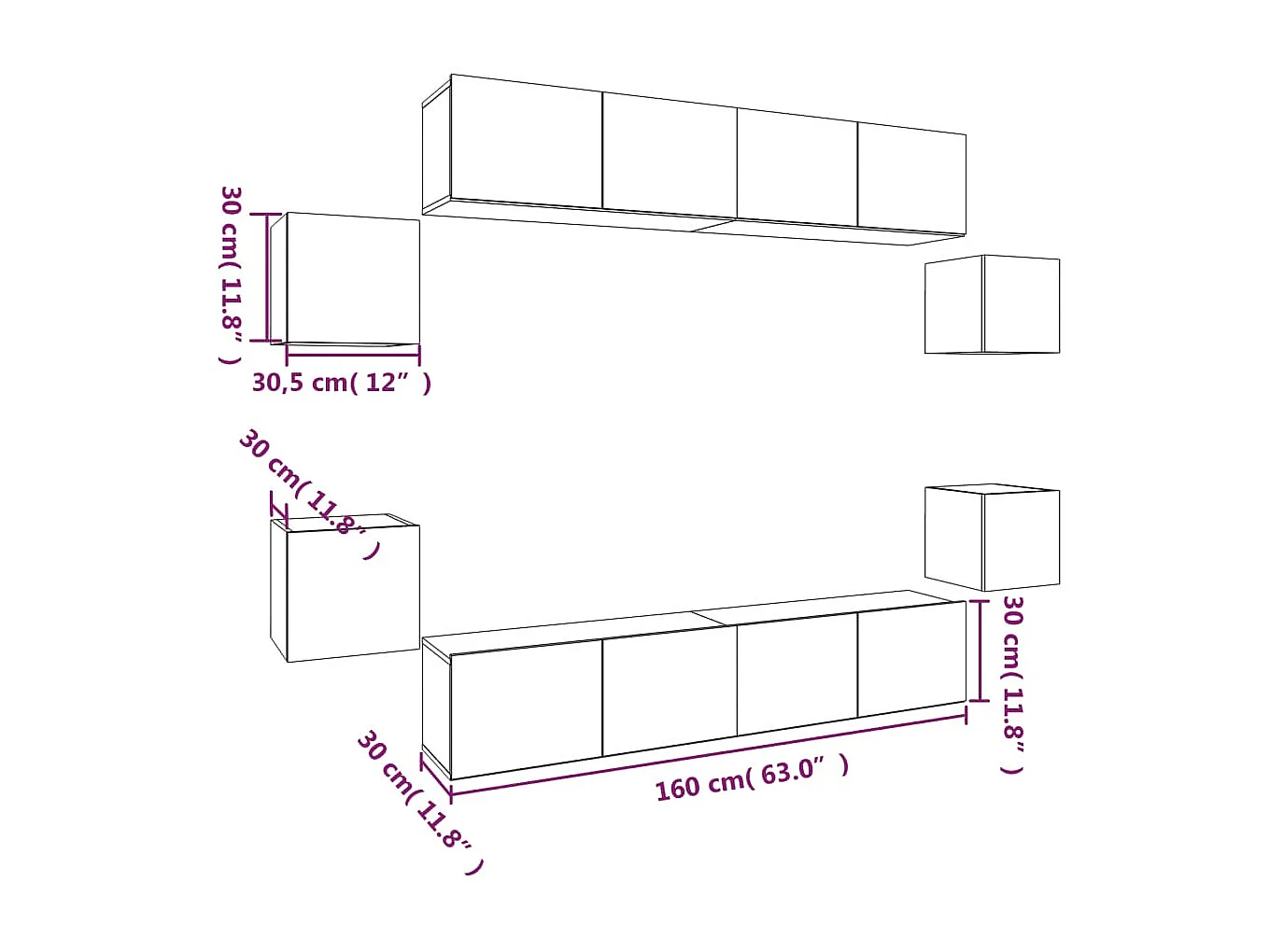 Ensemble de meubles TV 8 pcs Chêne fumé Bois d'ingénierie