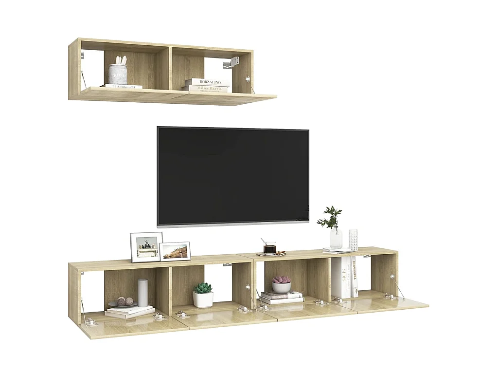 Mueble TV 3 piezas aglomerado Roble Sonoma