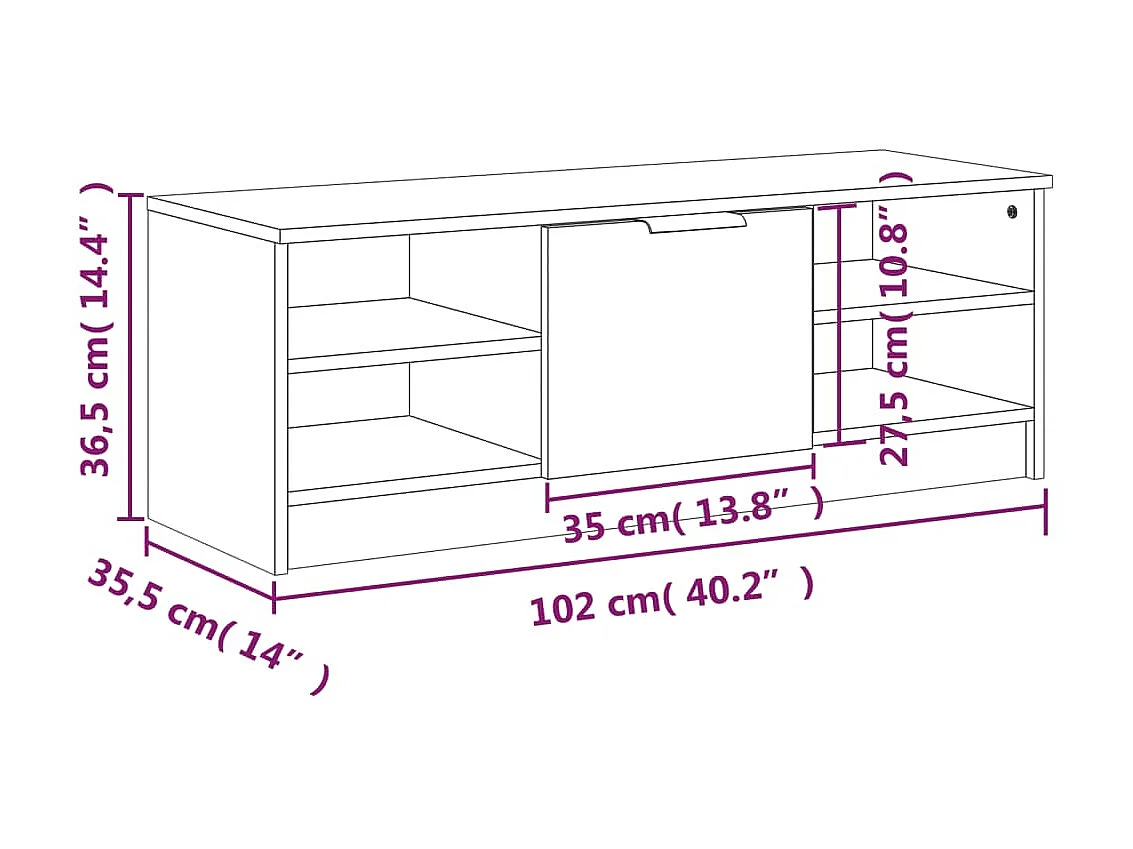 Mobile TV bianco 102x35,5x36,5 cm MDF