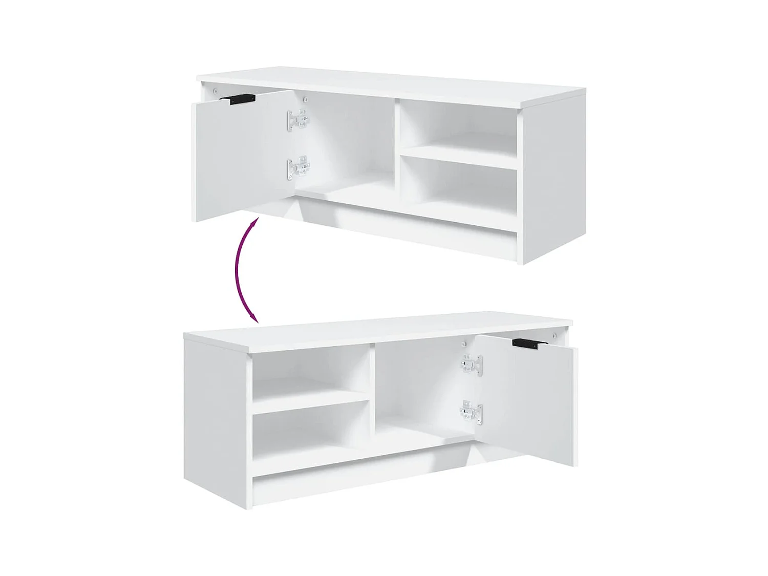 Meuble TV Blanc 102x35,5x36,5 cm Bois d'ingénierie