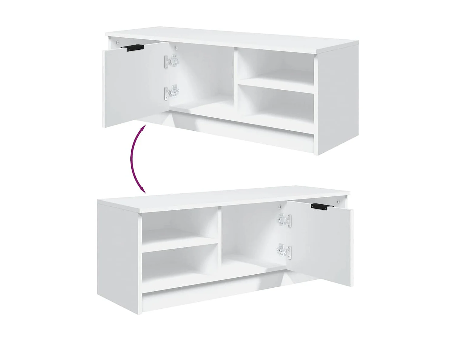 Meuble TV Blanc 102x35,5x36,5 cm Bois d'ingénierie