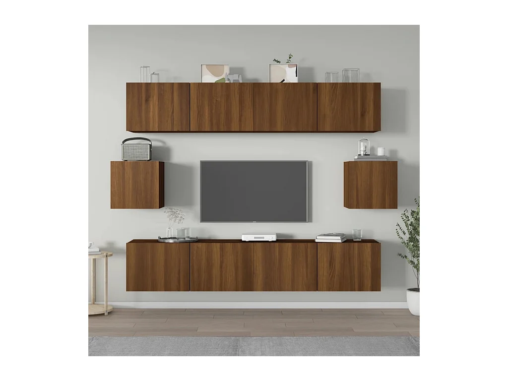 6-delige tv-standaardset bruin eiken parket