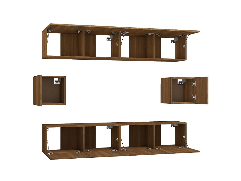 6-delige tv-standaardset bruin eiken parket