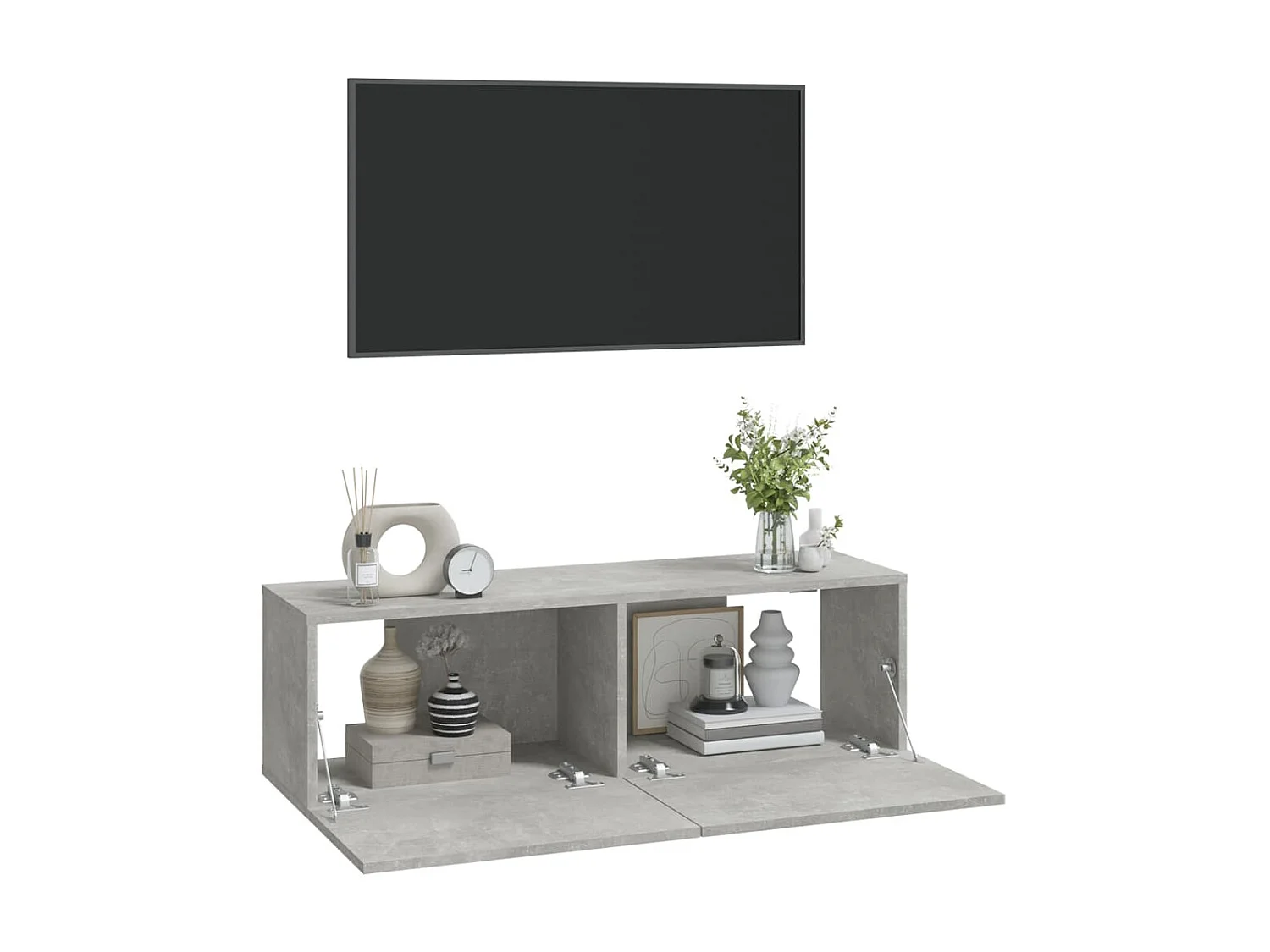 Mueble TV 2 piezas Gris hormigón 100x30x30 cm Madera contrachapada