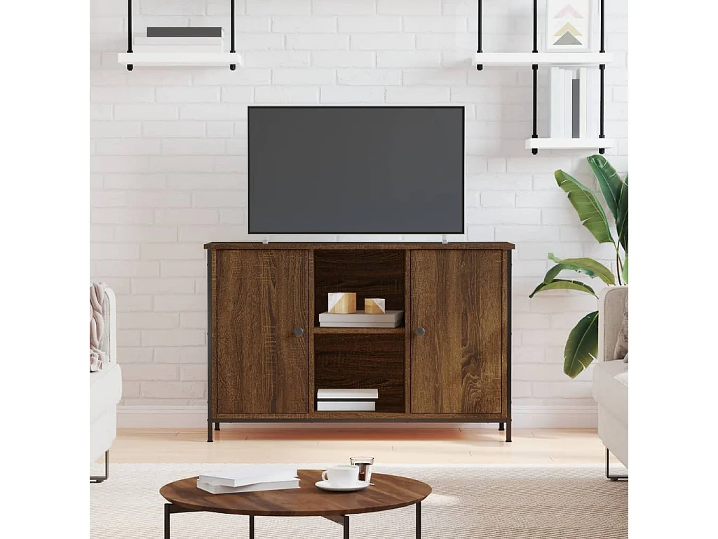 Bruin eiken tv-meubel 100x35x65 cm samengesteld hout