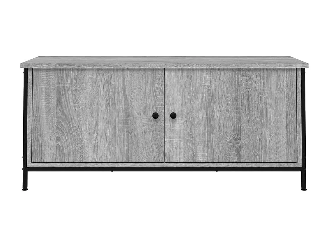 Mueble TV con puertas sonoma gris 102x35x45cm madera contrachapada