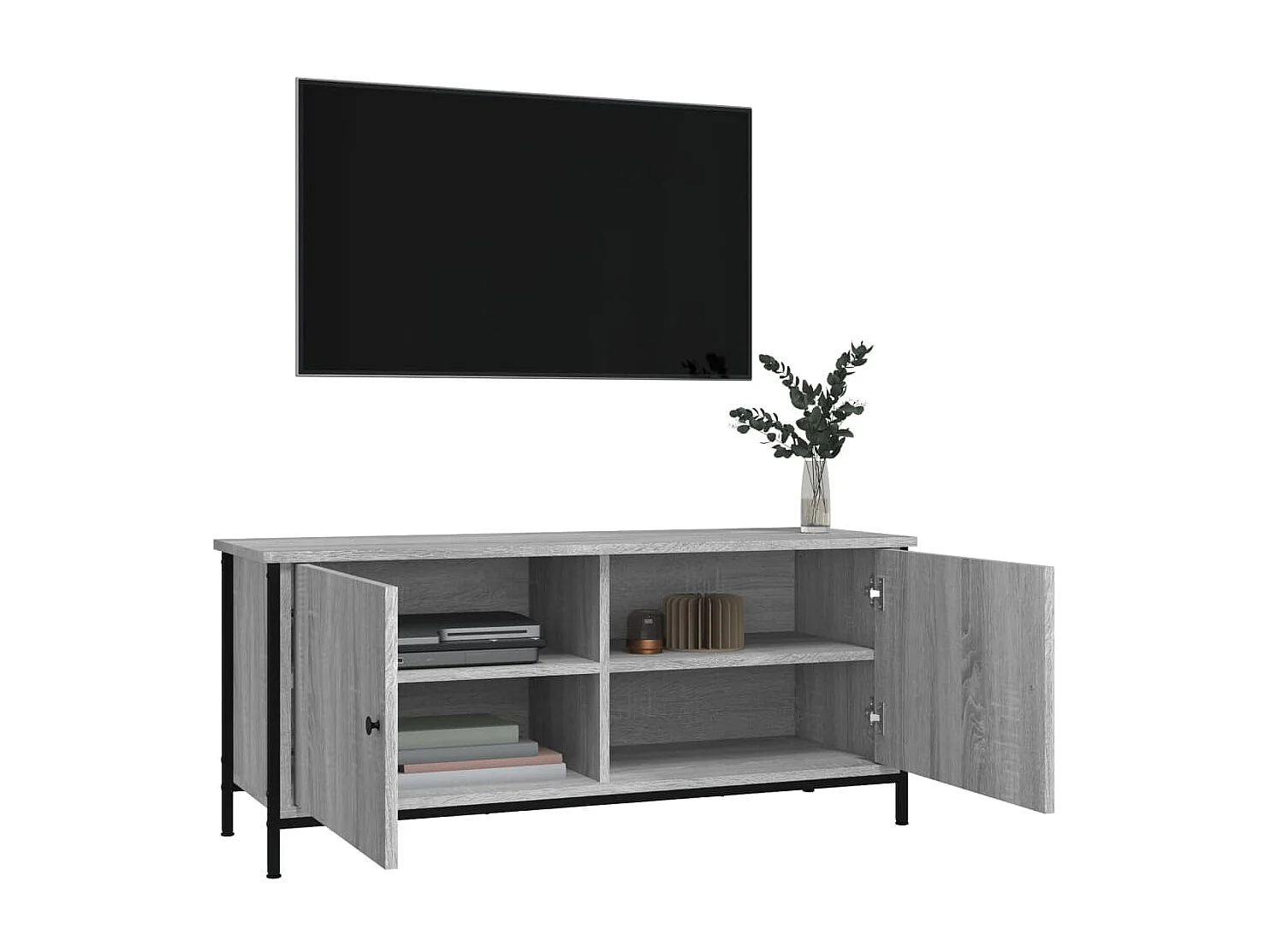 Meuble TV avec portes sonoma gris 102x35x45cm bois d'ingénierie