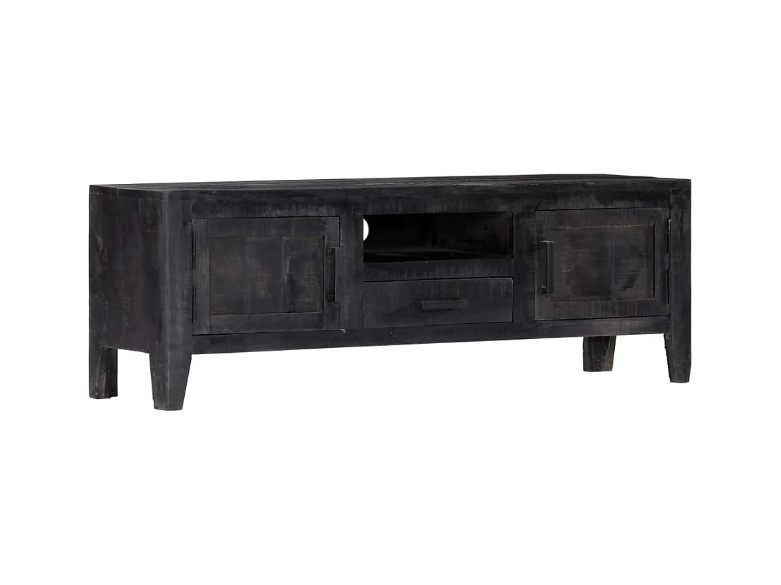 Meuble TV Noir 118 x 30 x 40 cm Bois de manguier massif