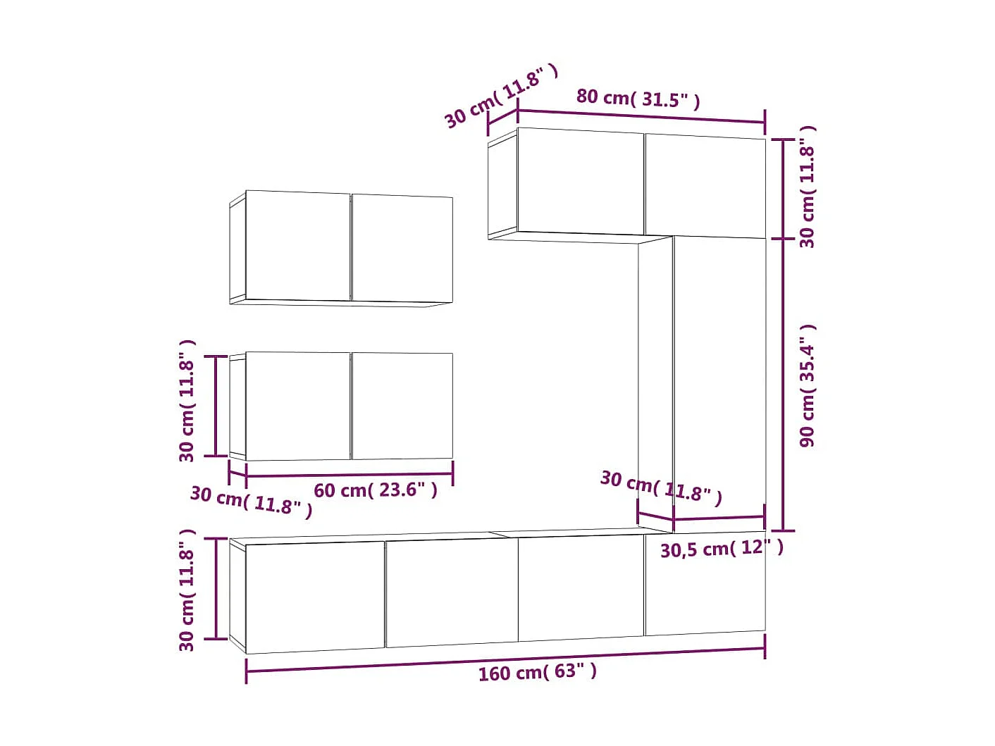 Ensemble de meubles TV 6 pcs Chêne sonoma Bois d'ingénierie