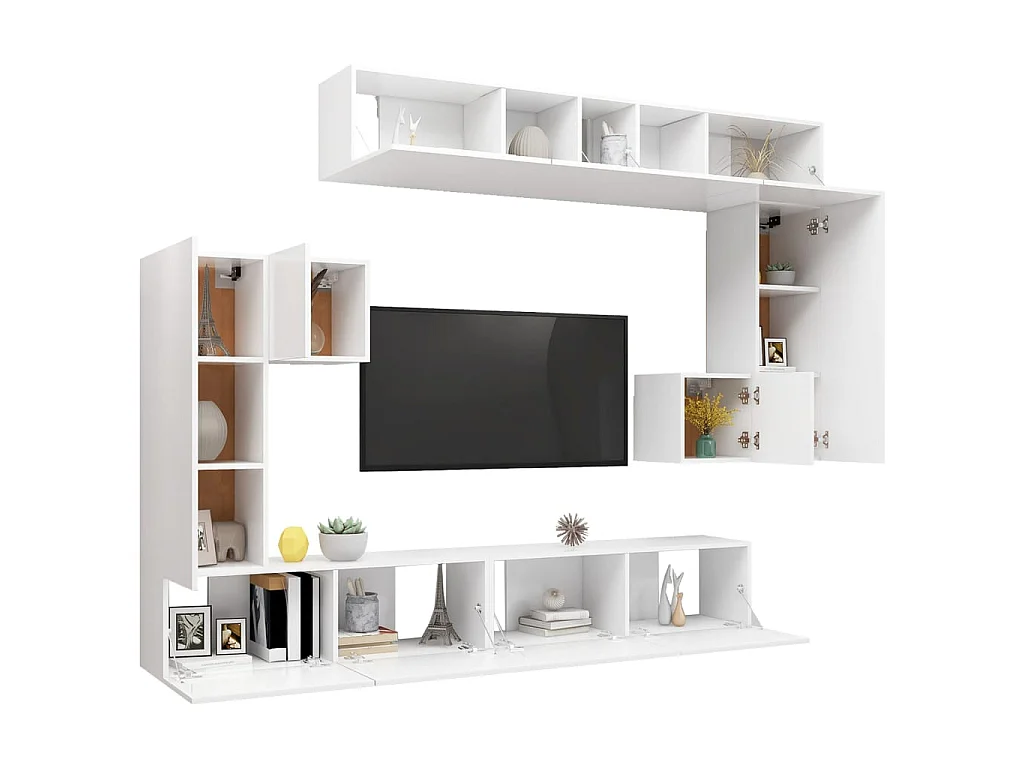 TV-Schrank-Set 8-tlg. Spanplatte Weiß