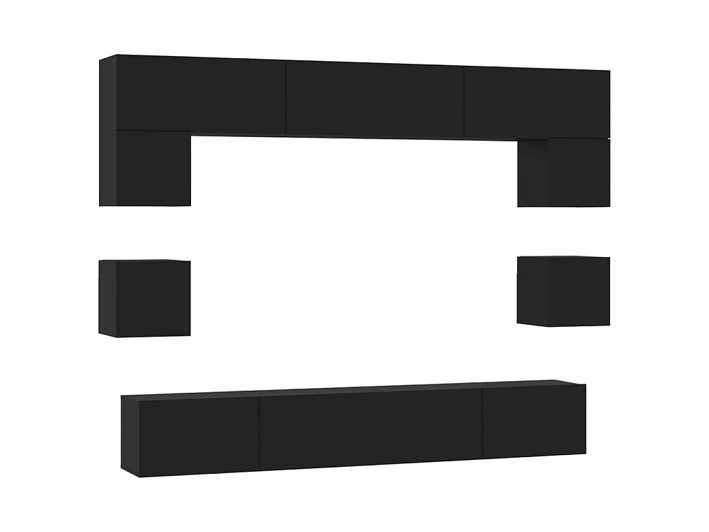 Ensemble de meubles TV 8 pcs Noir Bois d'ingénierie
