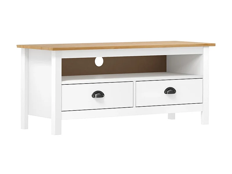 Mobile TV Hill Range Bianco 110x40x47 cm Legno di pino massiccio