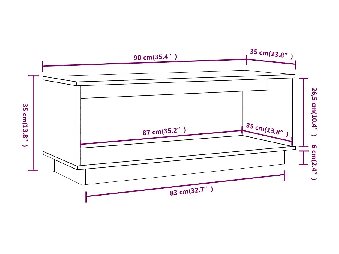 Meuble TV Gris 90x35x35 cm Bois de pin massif