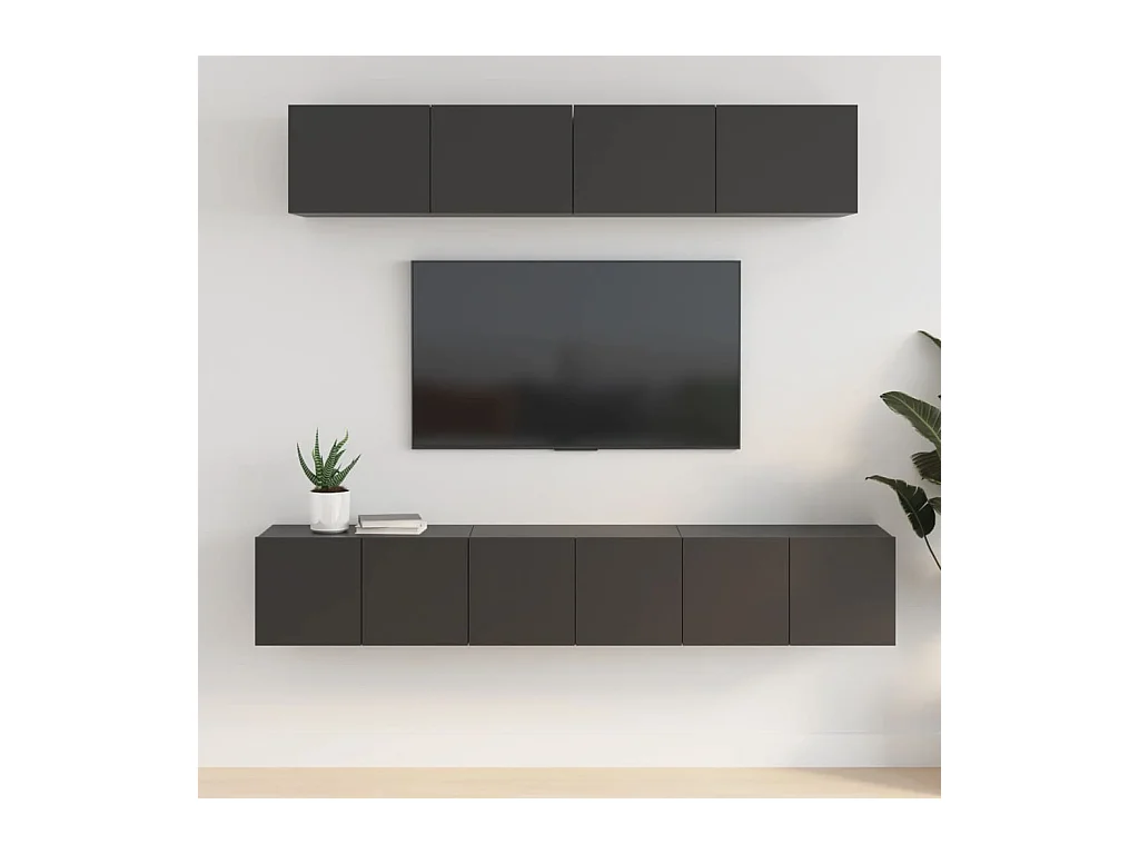 Ensemble de meubles TV 5 pcs Noir Bois d'ingénierie