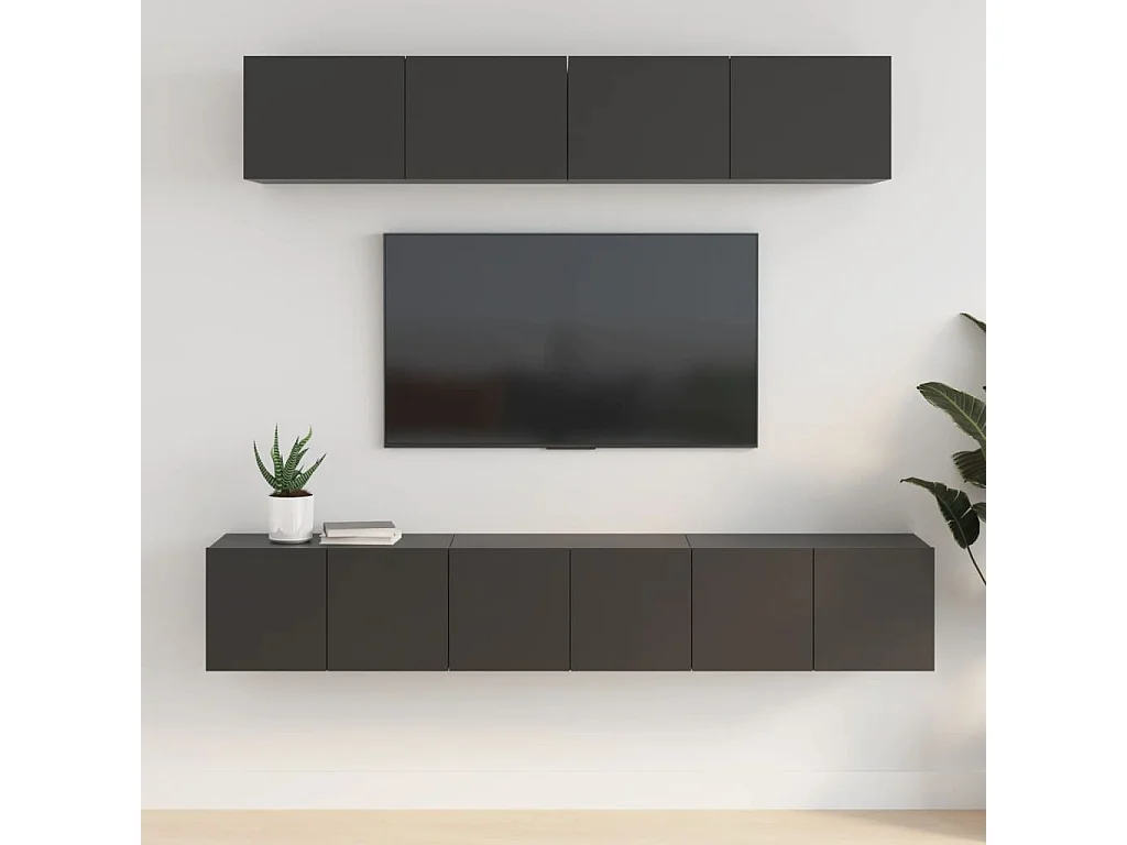 Ensemble de meubles TV 5 pcs Noir Bois d'ingénierie