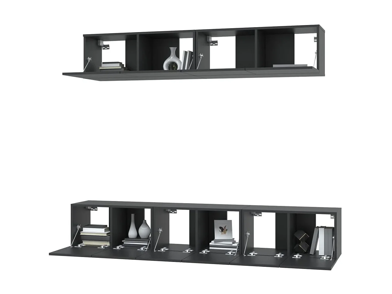 Ensemble de meubles TV 5 pcs Noir Bois d'ingénierie