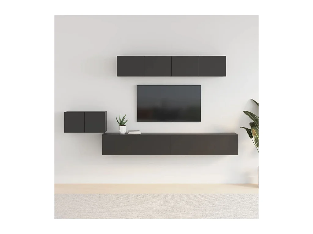 Set supporto TV da 5 pezzi in MDF nero