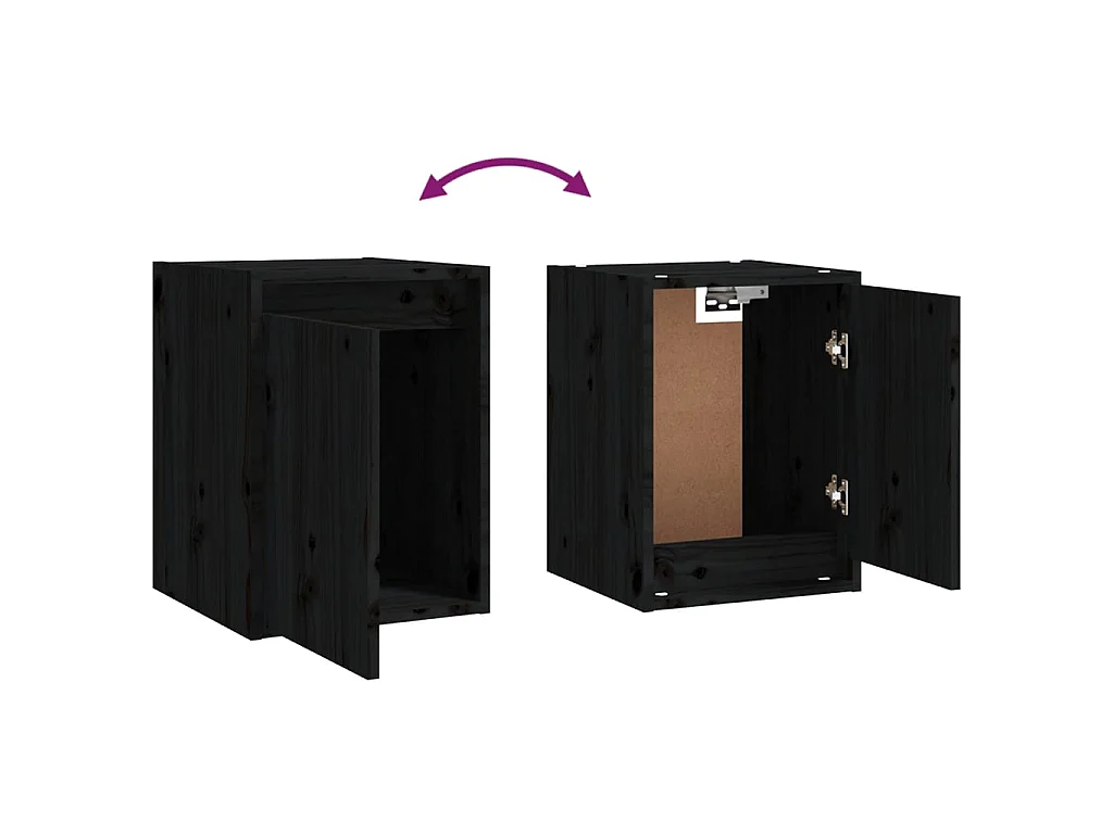 Meubles TV 3 pcs Noir Bois massif de pin