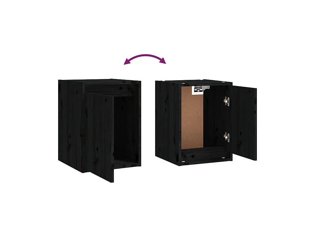 Meubles TV 3 pcs Noir Bois massif de pin