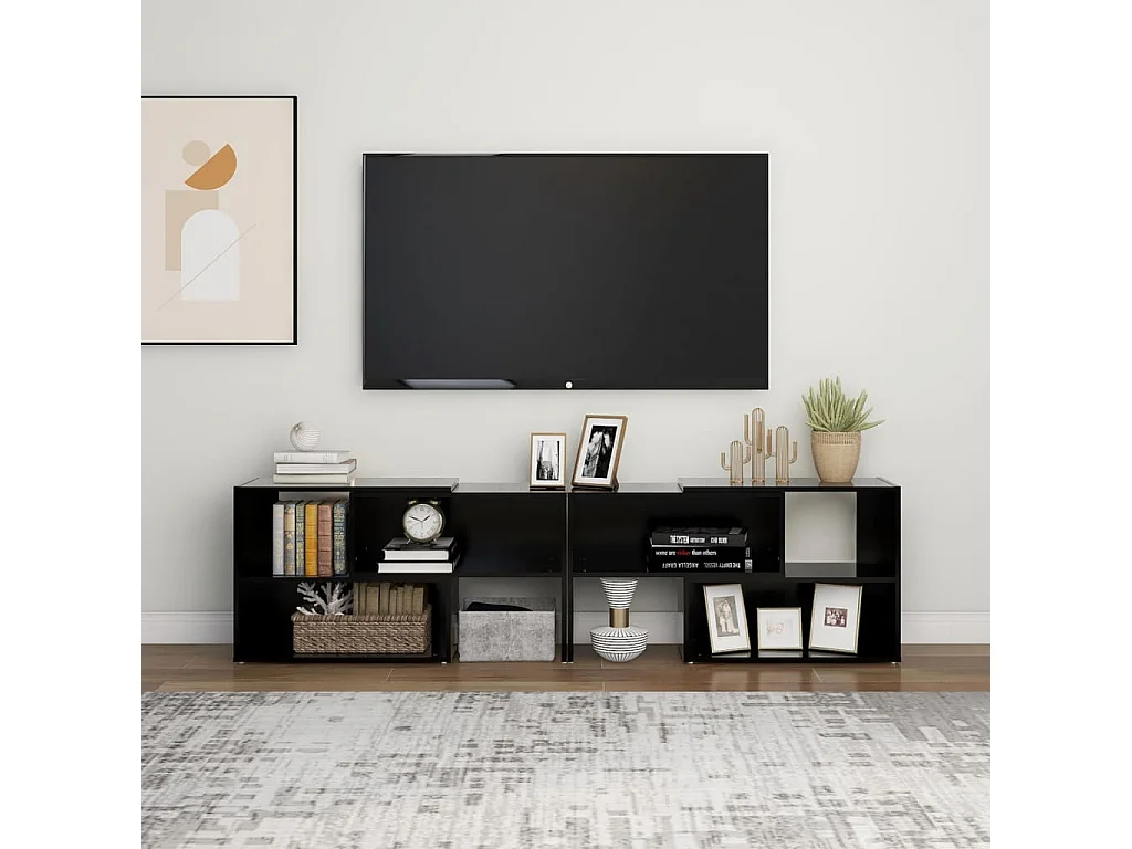 Meuble TV Noir 149x30x52 cm Aggloméré